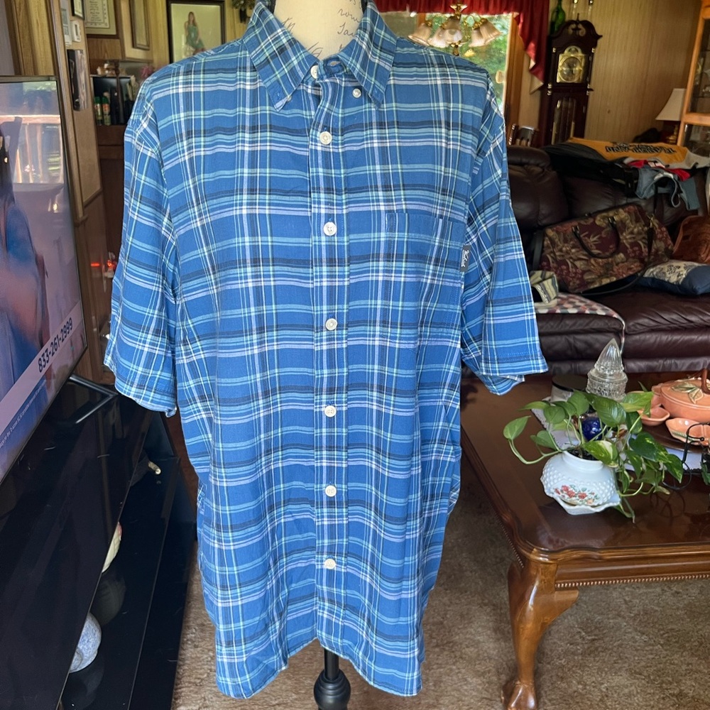 Mens Woolrich plaid button down shirt